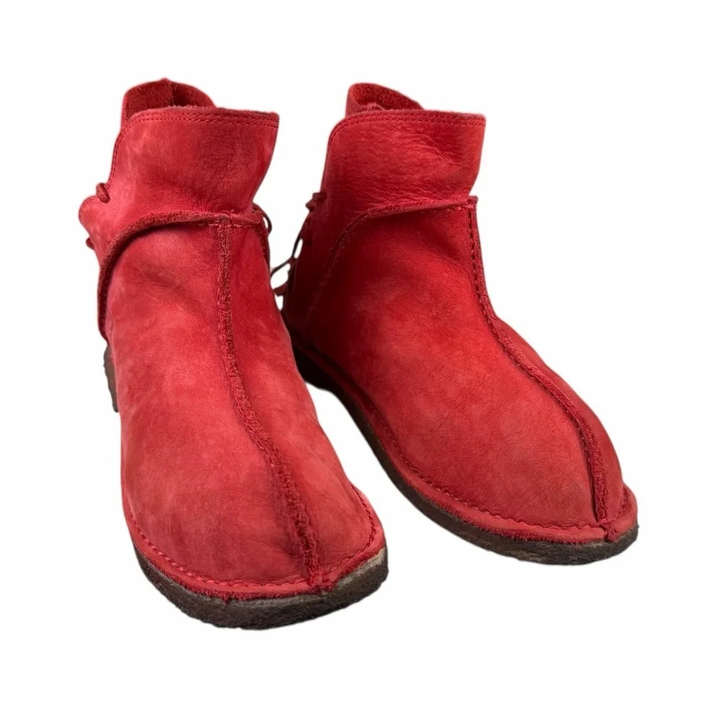 Baffin Boho Indie Red Suede Leather Fisherman Moccasin Boots Women’s Size 8 - Picture 2 of 8